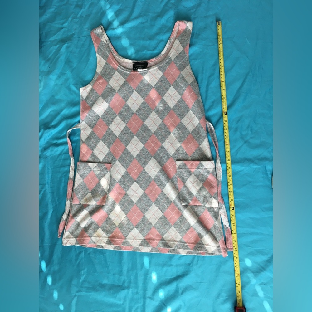 90’s Anxiety pink/grey/white plaid sleeveless dress - Picture 3 of 4